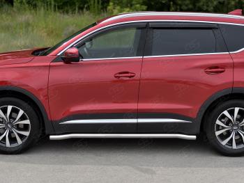 17 499 р. Защита порогов SLITKOFF (Ø63 мм, нержавейка) SLITKOFF  Chery Tiggo 7 PRO (2019-2025) (круглые торцы)  с доставкой в г. Майкоп. Увеличить фотографию 2