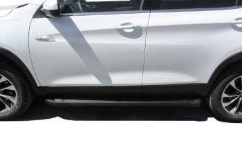 13 349 р. Пороги алюминиевые Slitkoff  Chery Tiggo 7 - Tiggo 7 PRO (Optima Black )  с доставкой в г. Майкоп. Увеличить фотографию 3