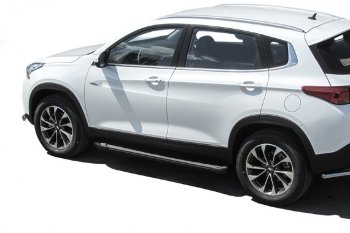 13 349 р. Пороги алюминиевые Slitkoff  Chery Tiggo 7 - Tiggo 7 PRO (Optima Black )  с доставкой в г. Майкоп. Увеличить фотографию 4