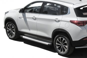 13 349 р. Пороги алюминиевые Slitkoff  Chery Tiggo 7 - Tiggo 7 PRO (Optima Silver)  с доставкой в г. Майкоп. Увеличить фотографию 3