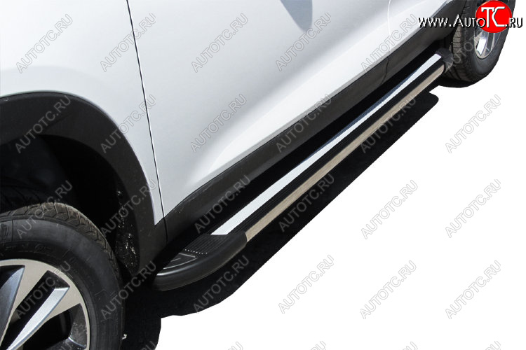 11 299 р. Пороги алюминиевые Slitkoff  Chery Tiggo 7 - Tiggo 7 PRO (Luxe Black)  с доставкой в г. Майкоп