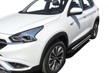 11 299 р. Пороги алюминиевые Slitkoff  Chery Tiggo 7 - Tiggo 7 PRO (Luxe Black)  с доставкой в г. Майкоп. Увеличить фотографию 3