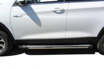 11 299 р. Пороги алюминиевые Slitkoff  Chery Tiggo 7 - Tiggo 7 PRO (Luxe Black)  с доставкой в г. Майкоп. Увеличить фотографию 2