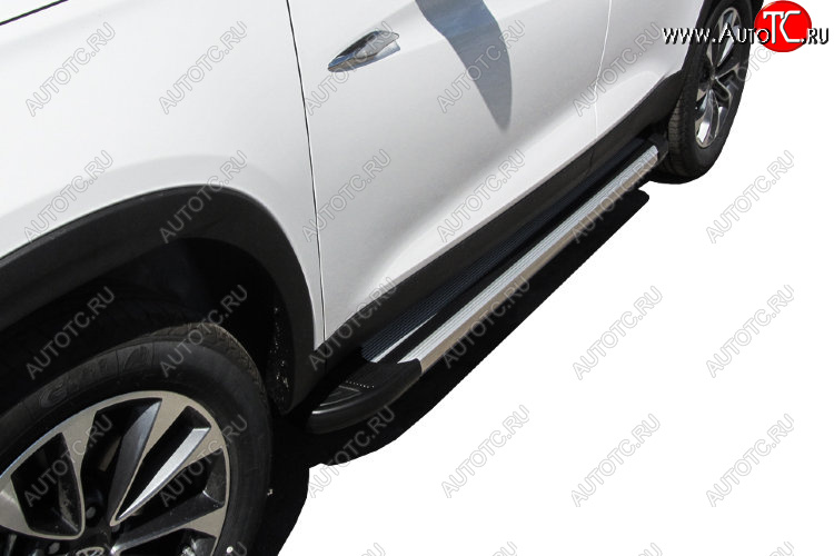 10 699 р. Пороги алюминиевые Slitkoff Chery Tiggo 7 PRO (2019-2025) (Luxe Silver)  с доставкой в г. Майкоп