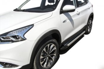 10 699 р. Пороги алюминиевые Slitkoff Chery Tiggo 7 PRO (2019-2025) (Luxe Silver)  с доставкой в г. Майкоп. Увеличить фотографию 3