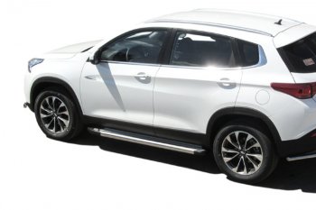 10 699 р. Пороги алюминиевые Slitkoff Chery Tiggo 7 PRO (2019-2025) (Luxe Silver)  с доставкой в г. Майкоп. Увеличить фотографию 2