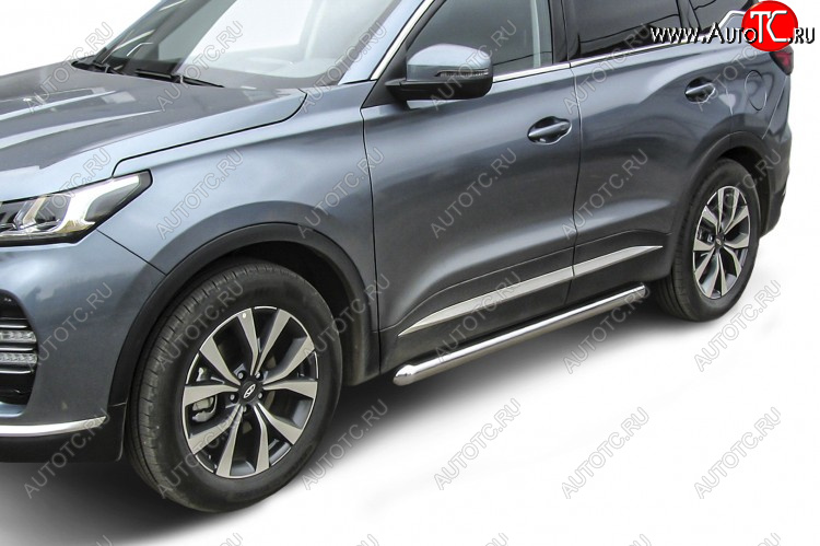 13 999 р. Защита порогов Slitkoff (Ø 76 мм, труба)  Chery Tiggo 7 PRO (2019-2025) (Нержавеющая сталь)  с доставкой в г. Майкоп