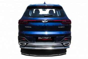 10 449 р. Защита заднего бампера Slitkoff (Ø 57 мм)  Chery Tiggo 8  1 T18 (2019-2023) рестайлинг (Полированная нержавейка)  с доставкой в г. Майкоп. Увеличить фотографию 2
