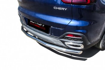 10 449 р. Защита заднего бампера Slitkoff (Ø 57 мм)  Chery Tiggo 8  1 T18 (2019-2023) рестайлинг (Полированная нержавейка)  с доставкой в г. Майкоп. Увеличить фотографию 4