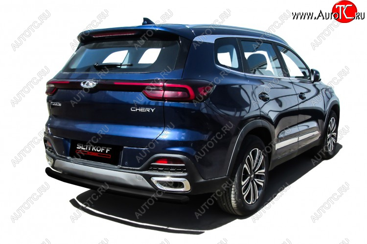 7 299 р. Защита заднего бампера Slitkoff (Ø 57 мм) Chery Tiggo 8 (T18) рестайлинг (2019-2025) (Цвет: черный)  с доставкой в г. Майкоп