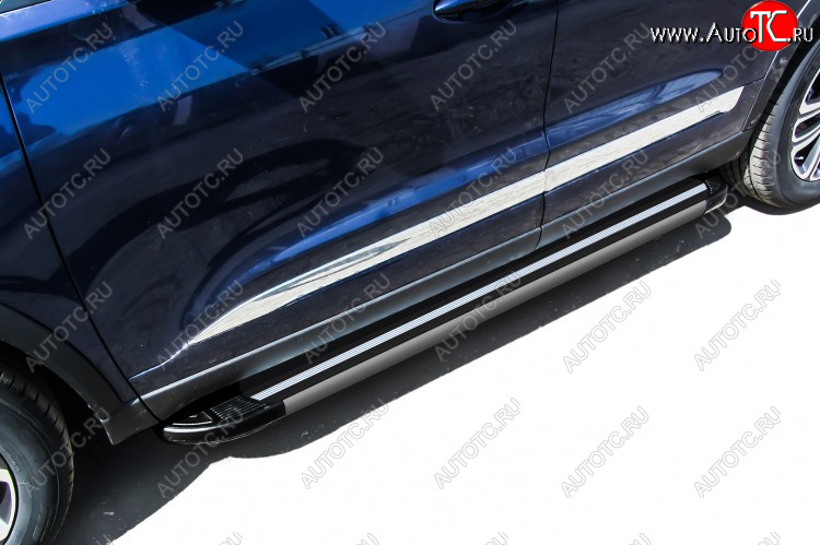 11 299 р. Пороги алюминиевые Slitkoff  Chery Tiggo 8  (T18) (2019-2025) рестайлинг (Luxe Black)  с доставкой в г. Майкоп
