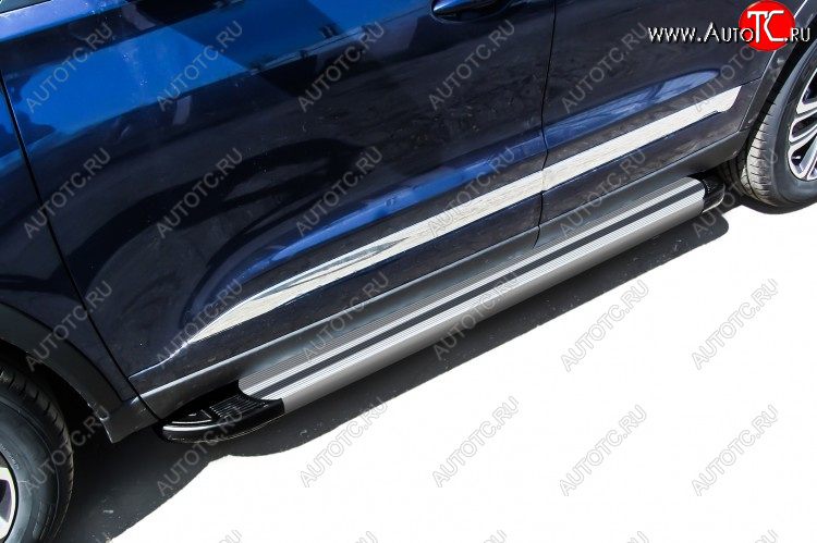 10 699 р. Пороги алюминиевые Slitkoff  Chery Tiggo 8  (T18) (2019-2025) рестайлинг (Luxe Silver)  с доставкой в г. Майкоп