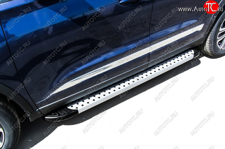 17 399 р. Пороги алюминиевые Slitkoff  Chery Tiggo 8  (T18) (2019-2025) рестайлинг (Standart Silver)  с доставкой в г. Майкоп