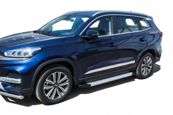 17 399 р. Пороги алюминиевые Slitkoff  Chery Tiggo 8  (T18) (2019-2025) рестайлинг (Standart Silver)  с доставкой в г. Майкоп. Увеличить фотографию 4