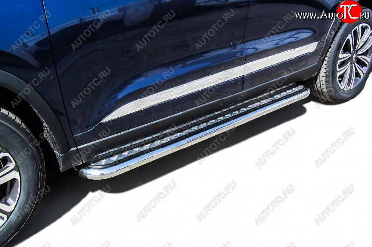 17 699 р. Защита порогов Slitkoff (Ø 57 мм, с листом)  Chery Tiggo 8  (T18) (2019-2025) рестайлинг  с доставкой в г. Майкоп