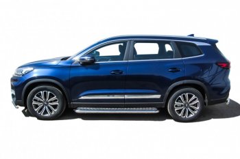 17 699 р. Защита порогов Slitkoff (Ø 57 мм, с листом)  Chery Tiggo 8  (T18) (2019-2025) рестайлинг  с доставкой в г. Майкоп. Увеличить фотографию 2