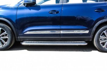 17 699 р. Защита порогов Slitkoff (Ø 57 мм, с листом)  Chery Tiggo 8  (T18) (2019-2025) рестайлинг  с доставкой в г. Майкоп. Увеличить фотографию 5
