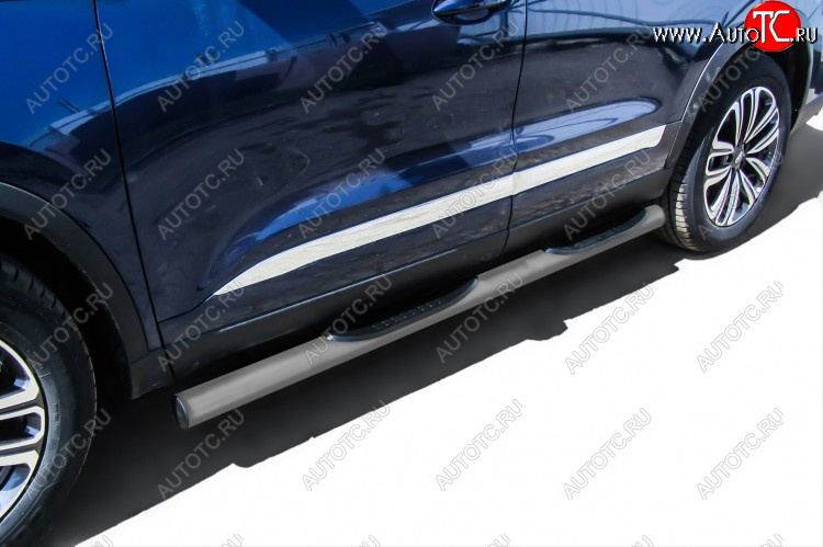 12 399 р. Защита порогов Slitkoff (Ø 76 мм, с проступями)  Chery Tiggo 8  (T18) (2018-2025) дорестайлинг, рестайлинг (Цвет: серебристый)  с доставкой в г. Майкоп