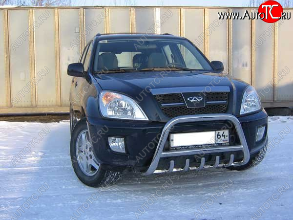 30 199 р. Кенгурятник низкий Slitkoff (Ø 57 мм, с защитой картера) Chery Tiggo T11 дорестайлинг (2005-2013)  с доставкой в г. Майкоп