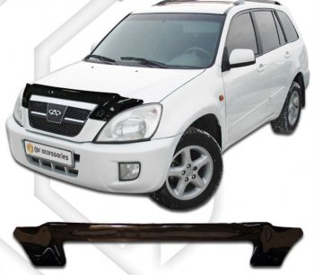 1 999 р. Дефлектор капота (2006-2010) CA-Plastic Chery Tiggo T11 дорестайлинг (2005-2013) (серия Classic черный, Без надписи)  с доставкой в г. Майкоп. Увеличить фотографию 2