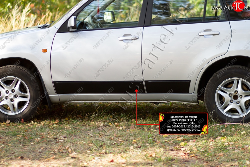 2 489 р. Молдинг на дверь RA (передний правый) Chery Tiggo T11 дорестайлинг (2005-2013) (Поверхность шагрень)  с доставкой в г. Майкоп