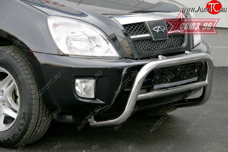 9 746 р. Защита переднего бампера Souz-96 (d60) Chery Tiggo T11 дорестайлинг (2005-2013)  с доставкой в г. Майкоп