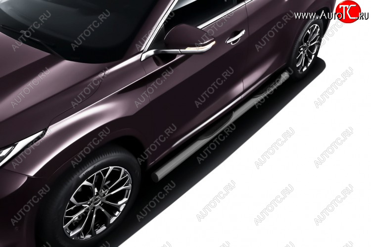 12 499 р. Защита порогов Slitkoff (Ø 76 мм, с проступями).  EXEED TXL (2020-2021)  дорестайлинг (Цвет: серебристый)  с доставкой в г. Майкоп