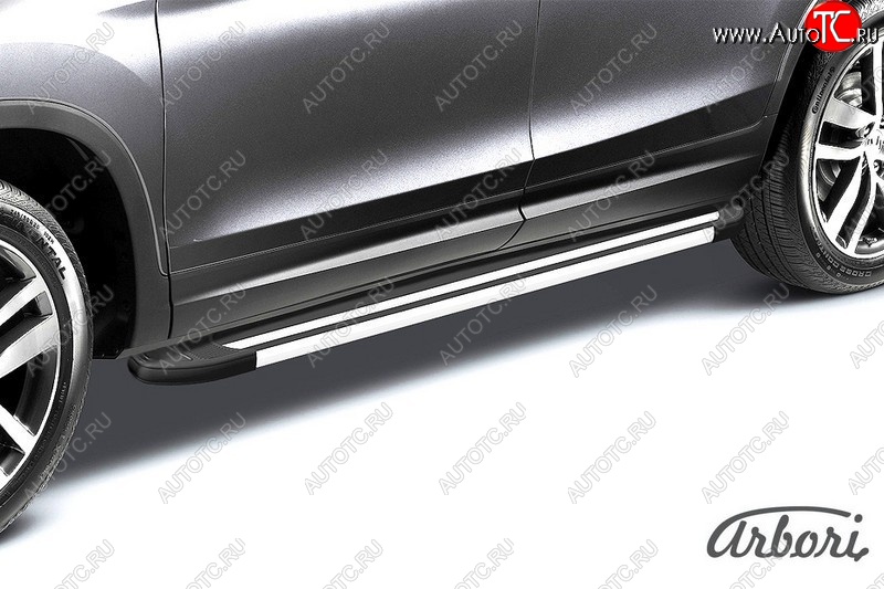 12 509 р. Порожки для ног Arbori Luxe Black Chevrolet Trailblazer GM800 дорестайлинг (2012-2016)  с доставкой в г. Майкоп