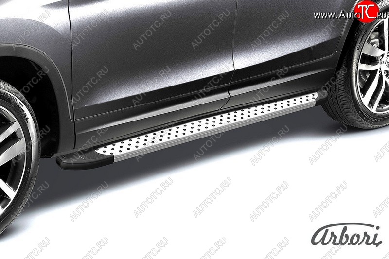 13 499 р. Порожки для ног Arbori Standart Silver Chevrolet Trailblazer GM800 дорестайлинг (2012-2016)  с доставкой в г. Майкоп