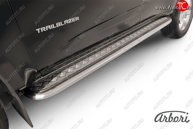 15 749 р. Порожки для ног Arbori (нержавейка, алюминий, d57) Chevrolet Trailblazer GM800 дорестайлинг (2012-2016)  с доставкой в г. Майкоп