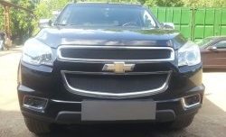 1 469 р. Сетка в решетку радиатора (верхняя) Russtal Chevrolet Trailblazer GM800 дорестайлинг (2012-2016) (черная)  с доставкой в г. Майкоп. Увеличить фотографию 4