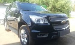 1 539 р. Нижняя сетка на бампер Russtal (хром) Chevrolet Trailblazer GM800 дорестайлинг (2012-2016)  с доставкой в г. Майкоп. Увеличить фотографию 4