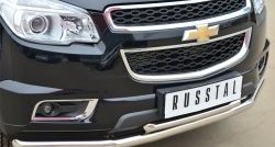 23 999 р. Защита переднего бампера (2 трубыØ63 и 42 мм, нержавейка) SLITKOFF Chevrolet Trailblazer GM800 дорестайлинг (2012-2016)  с доставкой в г. Майкоп. Увеличить фотографию 2
