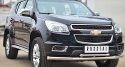 23 999 р. Защита переднего бампера (2 трубыØ63 и 42 мм, нержавейка) SLITKOFF Chevrolet Trailblazer GM800 дорестайлинг (2012-2016)  с доставкой в г. Майкоп. Увеличить фотографию 4