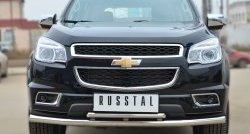Защита переднего бампера (2 трубыØ63 и 42 мм, нержавейка) SLITKOFF Chevrolet Trailblazer  GM800 (2012-2016) дорестайлинг