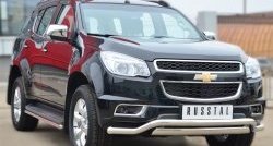 18 999 р. Защита переднего бампера (2 трубыØ76х42 и 63 мм, нержавейка) Russtal Chevrolet Trailblazer GM800 дорестайлинг (2012-2016)  с доставкой в г. Майкоп. Увеличить фотографию 3