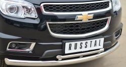 24 699 р. Защита переднего бампера (2 трубыØ76 и 42 мм, нержавейка) SLITKOFF Chevrolet Trailblazer GM800 дорестайлинг (2012-2016)  с доставкой в г. Майкоп. Увеличить фотографию 2