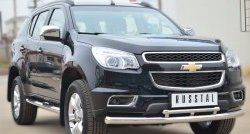 24 699 р. Защита переднего бампера (2 трубыØ76 и 42 мм, нержавейка) SLITKOFF Chevrolet Trailblazer GM800 дорестайлинг (2012-2016)  с доставкой в г. Майкоп. Увеличить фотографию 4