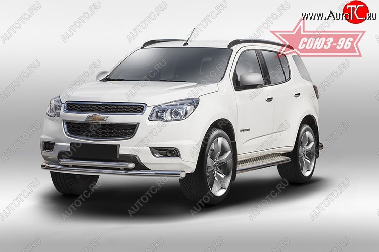 24 659 р. Защита переднего бампера двойная Souz-96 (d76/60) Chevrolet Trailblazer GM800 дорестайлинг (2012-2016)  с доставкой в г. Майкоп