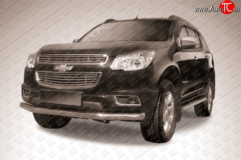 14 999 р. Одинарная защита переднего бампера диаметром 76 мм Slitkoff Chevrolet Trailblazer GM800 дорестайлинг (2012-2016) (Нержавейка, Полированная)  с доставкой в г. Майкоп