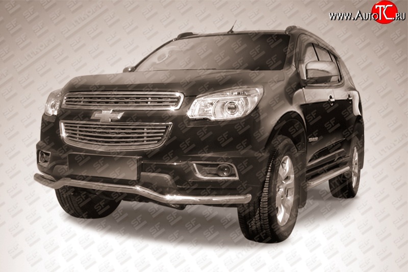 15 499 р. Защита переднего бампера Slitkoff (волна, d57)  Chevrolet Trailblazer  GM800 (2012-2016) дорестайлинг (Нержавейка, Полированная)  с доставкой в г. Майкоп