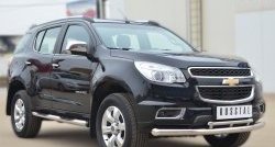 83 999 р. Защита порогов с пластиковыми вставками для ног из круглой трубы диаметром 76 мм Russtal Chevrolet Trailblazer GM800 дорестайлинг (2012-2016) (Защита порогов с со скосами на торцах (вариант 1))  с доставкой в г. Майкоп. Увеличить фотографию 7