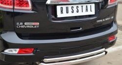 21 799 р. Защита заднего бампера (Ø63 и 42 мм, нержавейка) SLITKOFF  Chevrolet Trailblazer  GM800 (2012-2016) дорестайлинг  с доставкой в г. Майкоп. Увеличить фотографию 2