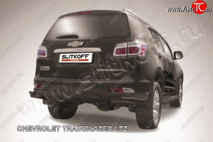 7 599 р. Защита заднего бампера из уголков d57+d42 Slitkoff  Chevrolet Trailblazer  GM800 (2012-2016) дорестайлинг (Цвет: серебристый)  с доставкой в г. Майкоп