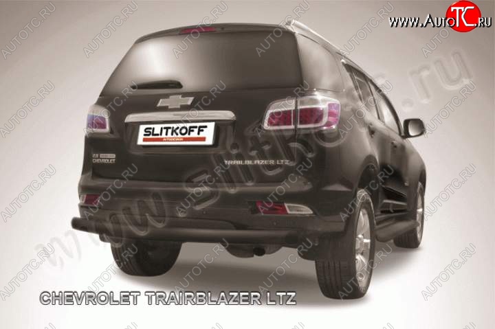 8 999 р. Защита заднего бампера из трубы d76 Slitkoff  Chevrolet Trailblazer  GM800 (2012-2016) дорестайлинг (Цвет: серебристый)  с доставкой в г. Майкоп