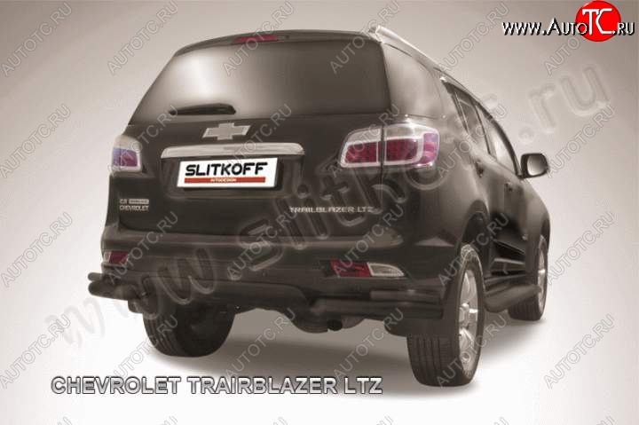 10 949 р. Защита заднего бампера из уголков d76+d42 Slitkoff  Chevrolet Trailblazer  GM800 (2012-2016) дорестайлинг (Цвет: серебристый)  с доставкой в г. Майкоп