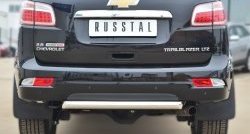 Защита заднего бампера (Ø63 мм, нержавейка) SLITKOFF Chevrolet Trailblazer  GM800 (2012-2016) дорестайлинг