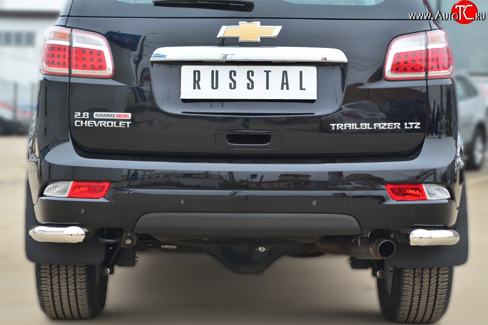 18 599 р. Защита заднего бампера (Ø63 мм уголки, нержавейка) SLITKOFF  Chevrolet Trailblazer  GM800 (2012-2016) дорестайлинг  с доставкой в г. Майкоп