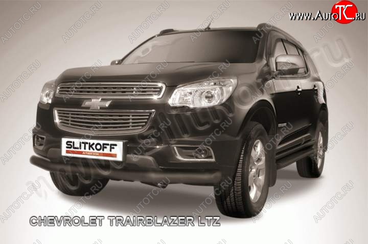 10 649 р. Защита переднего бампера d76 Slitkoff Chevrolet Trailblazer GM800 дорестайлинг (2012-2016) (Цвет: серебристый)  с доставкой в г. Майкоп