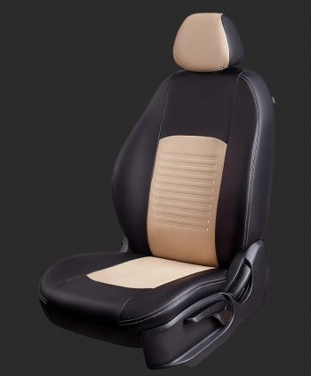 Чехлы для сидений Lord Autofashion Турин (экокожа, спинка 60/40, 3 Г-образных подголовника) Chevrolet Aveo ( T200,  T250) (2002-2011) хэтчбек 5 дв, хэтчбек 5 дв рестайлинг (Черный, вставка бежевая)